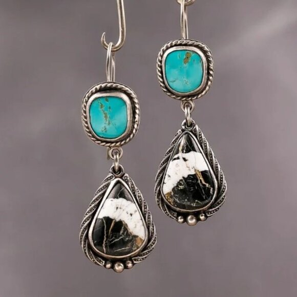 Jewelry - Turquoise and White Buffalo Earrings